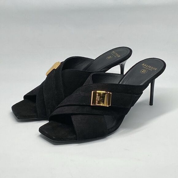 Balmain Uma Mules In Suede Leather size 37.5 - Picture 5 of 15